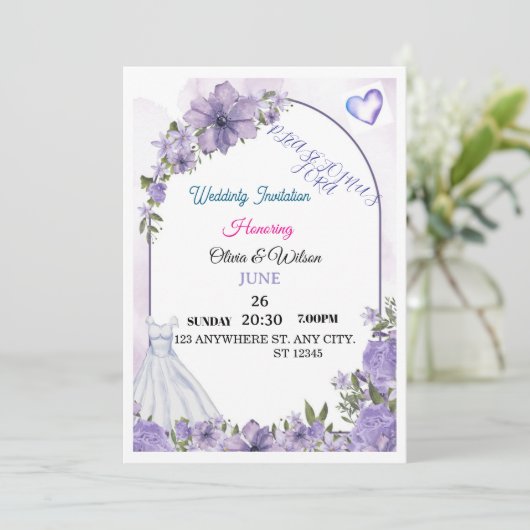 wedding Invitation  Kaart (Staand voorkant)