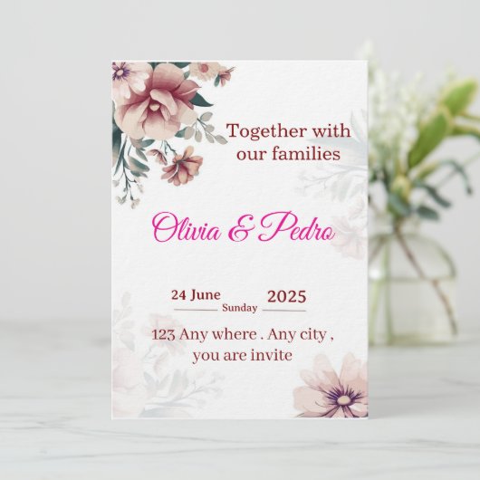 Wedding invitation kaart (Staand voorkant)