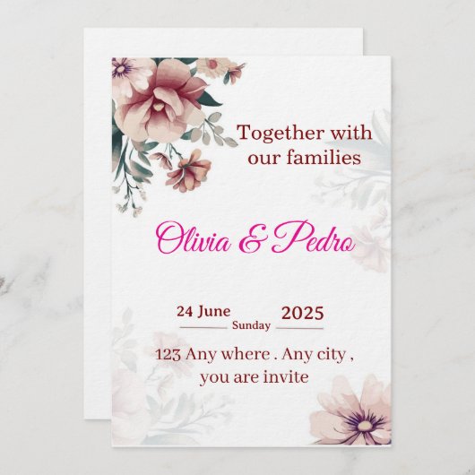 Wedding invitation kaart (Voorkant / Achterkant)