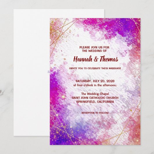 Wedding Invitation Kaart (Voorkant / Achterkant)