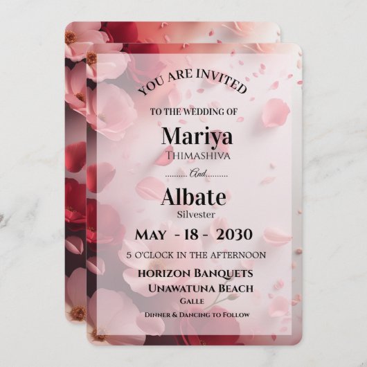 Wedding Invitation Kaart (Voorkant / Achterkant)