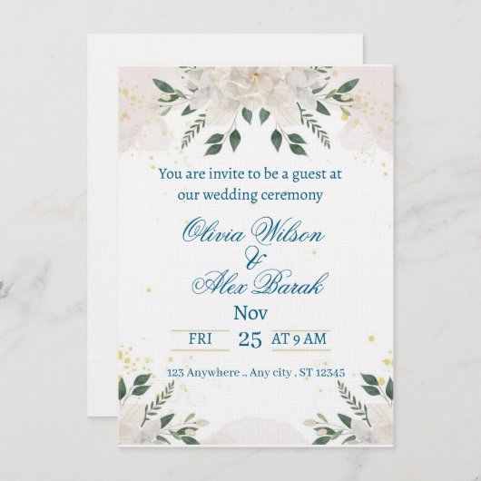 Wedding invitation  kaart (Voorkant / Achterkant)