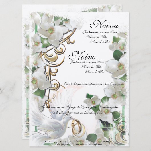 Wedding Invitation Kaart (Voorkant / Achterkant)