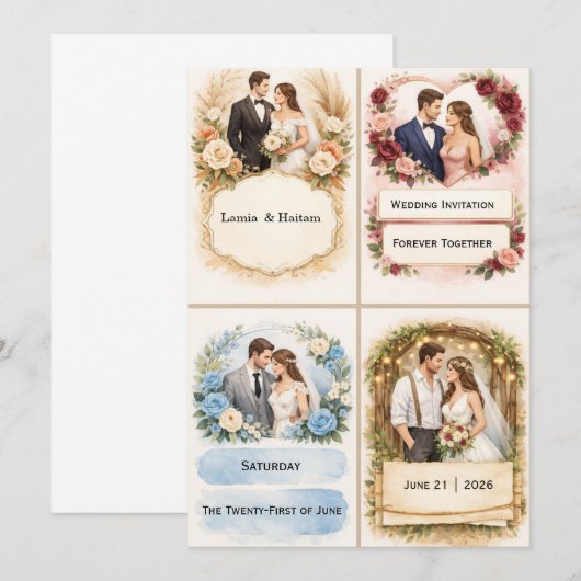 Wedding Invitation Kaart (Voorkant / Achterkant)