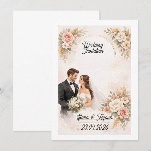 wedding Invitation Kaart (Voorkant / Achterkant)