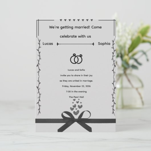 Wedding Invitation Kaart (Staand voorkant)