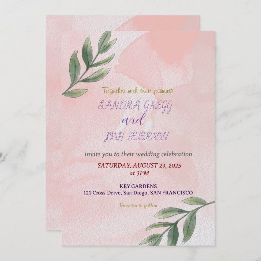 WEDDING INVITATION KAART (Voorkant / Achterkant)