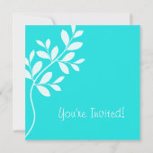 Wedding Invitation Leaf Branch Turquoise Blue Kaart (Achterkant)
