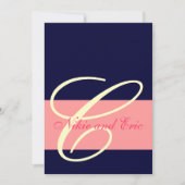 Wedding Invitation Monogram Names Pink, Ivoorkust Kaart (Voorkant)