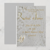 wedding invitation , old lace design . save the date (Voorkant / Achterkant)