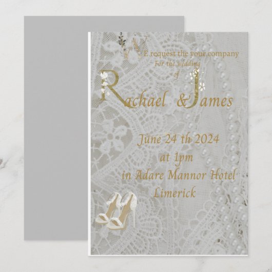 wedding invitation , old lace design . save the date (Voorkant / Achterkant)