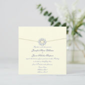 Wedding Invitation Pearl en Diamond Broach Kaart (Staand voorkant)