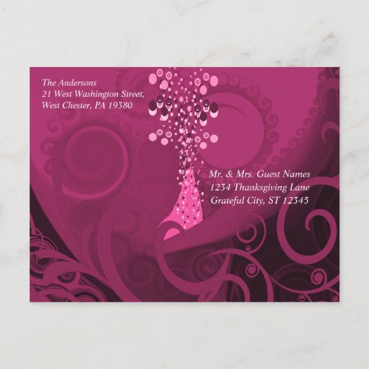 Wedding Invitation-Plum Cala Lily Uitnodiging Briefkaart (Achterkant)