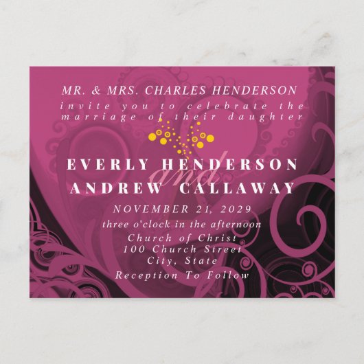 Wedding Invitation-Plum Cala Lily Uitnodiging Briefkaart (Voorkant)