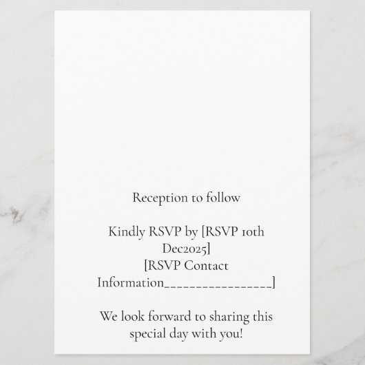 wedding Invitation Programmakaart (Achterkant)