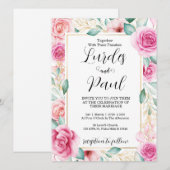  Wedding invitation Roses Pink Kaart (Voorkant / Achterkant)