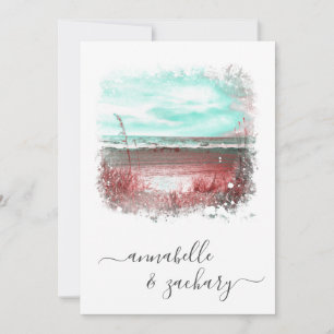 *~* WEDDING INVITATION + RSVP - Beach QR AR7 Kaart