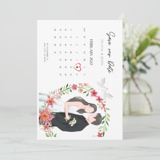 Wedding Invitation Suite met Save the Date Kaart (Staand voorkant)