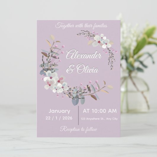 Wedding Invitation Template - Editable & printable Kaart (Staand voorkant)