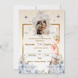 Wedding Invitation | Template for Names &date Kaart