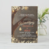 Wedding invitation template with vintage rustic oa kaart (Staand voorkant)