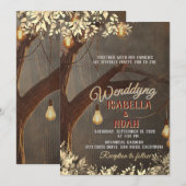 Wedding invitation template with vintage rustic oa kaart (Voorkant / Achterkant)