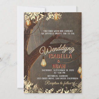 Wedding invitation template with vintage rustic oa kaart