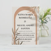 Wedding Invitation Terracotta Arch Olive Branch Kaart (Staand voorkant)