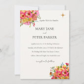 Wedding Invitation Watercolour floral rustic Kaart (Voorkant)