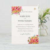 Wedding Invitation Watercolour floral rustic Kaart (Staand voorkant)