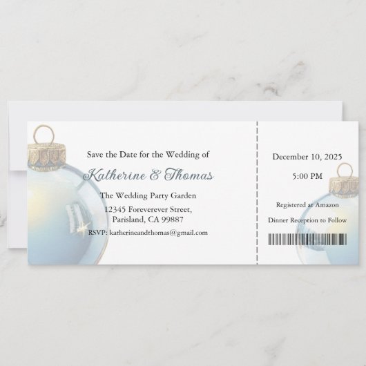 Wedding Invitation, Wedding Stationary, Christmas Kaart (Voorkant)