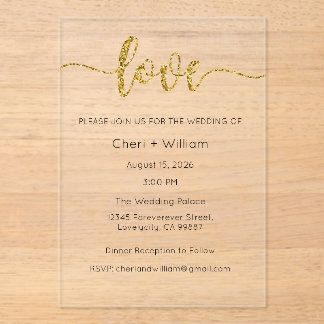 Wedding Invitation, Wedding Stationary, Love Acryl Uitnodigingen