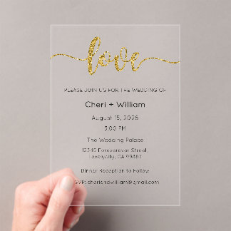 Wedding Invitation, Wedding Stationary, Love Acryl Uitnodigingen