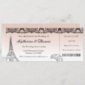 Wedding Invitation, Wedding Stationary, Paris Kaart (Voorkant / Achterkant)