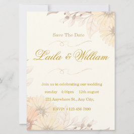  Wedding Invitation with Pastel Floral Design Kaart