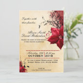Wedding invitation with Red flowers Kaart (Staand voorkant)