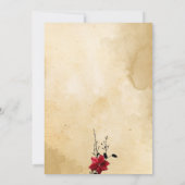 Wedding invitation with Red flowers Kaart (Achterkant)