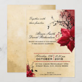Wedding invitation with Red flowers Kaart (Voorkant / Achterkant)