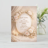 Wedding invitation with white flowers kaart (Staand voorkant)