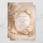 Wedding invitation with white flowers kaart (Voorkant / Achterkant)