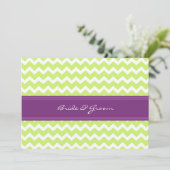 Wedding Invitations Green Plum Chevron Kaart (Staand voorkant)