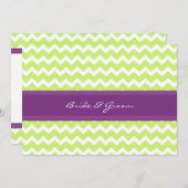 Wedding Invitations Green Plum Chevron Kaart (Voorkant / Achterkant)