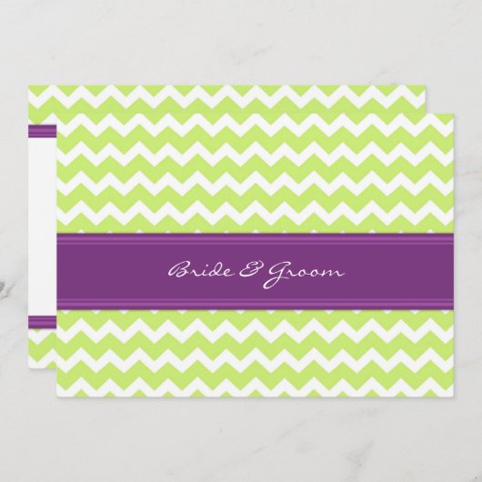 Wedding Invitations Green Plum Chevron Kaart (Voorkant / Achterkant)