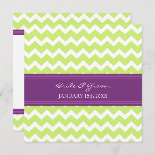 Wedding Invitations Green Plum Chevron Kaart (Voorkant / Achterkant)
