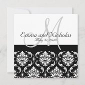 Wedding Invitations Monogram Damask Kaart (Voorkant)