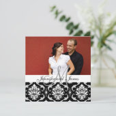Wedding Invitations Monogram Names Foto Damask Kaart (Staand voorkant)