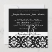 Wedding Invitations Monogram Names Foto Damask Kaart (Achterkant)