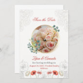 wedding invitations Save the Date watercolor flora Kaart (Voorkant / Achterkant)