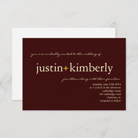 Wedding Invite | A+ |kleine bril Kaart (Voorkant / Achterkant)