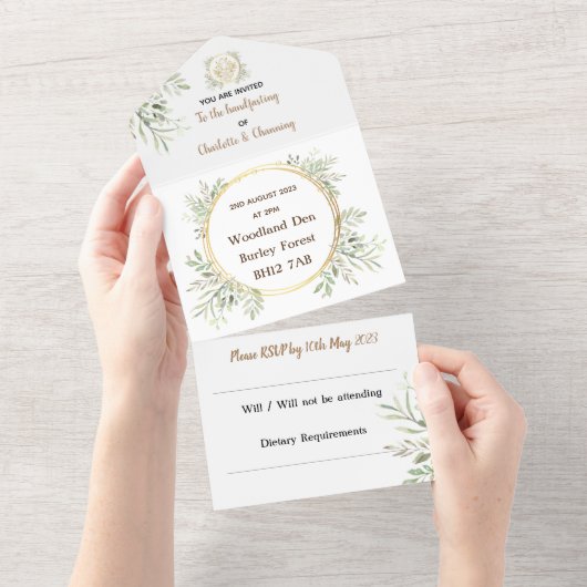 Wedding Invite | Alle in één | RSVP | Handfasting All In One Uitnodiging (Afscheurbaar)